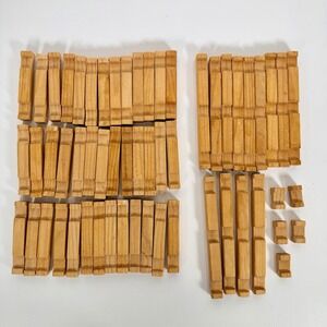 Vtg Lincoln Logs Replacement- 57 Pieces Wood Bulk Lot Crafting Parts Light Brown